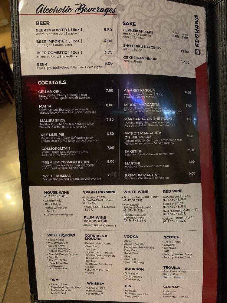 Edohana - Grapevine, TX menu_pic