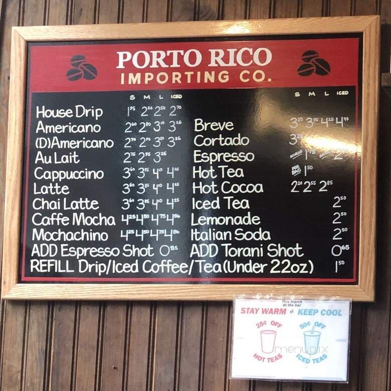 Porto Rico Importing Co - New York, NY menu_pic