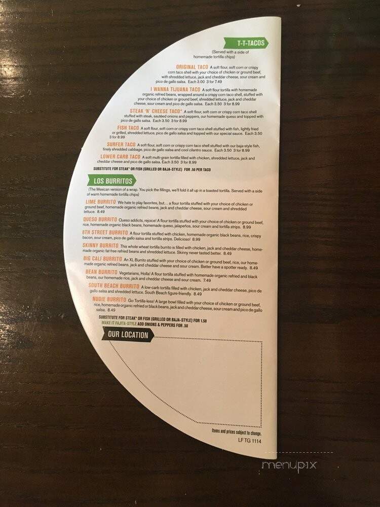 Lime Fresh Mexican Grill - Miami, FL menu_pic