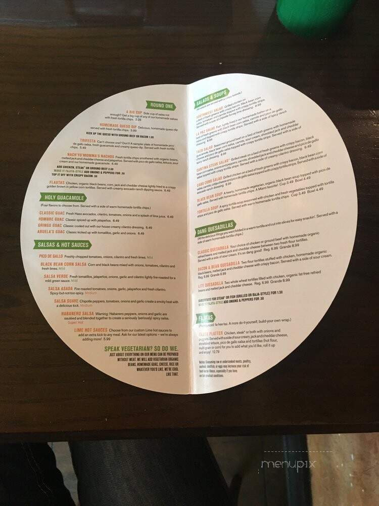 Lime Fresh Mexican Grill - Miami, FL menu_pic