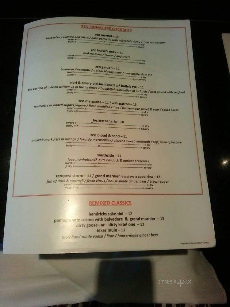Zen Sushi - Dallas, TX menu_pic