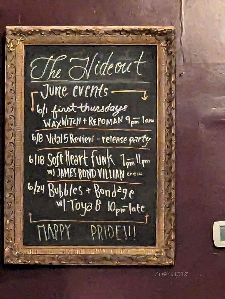 Hideout - Seattle, WA menu_pic