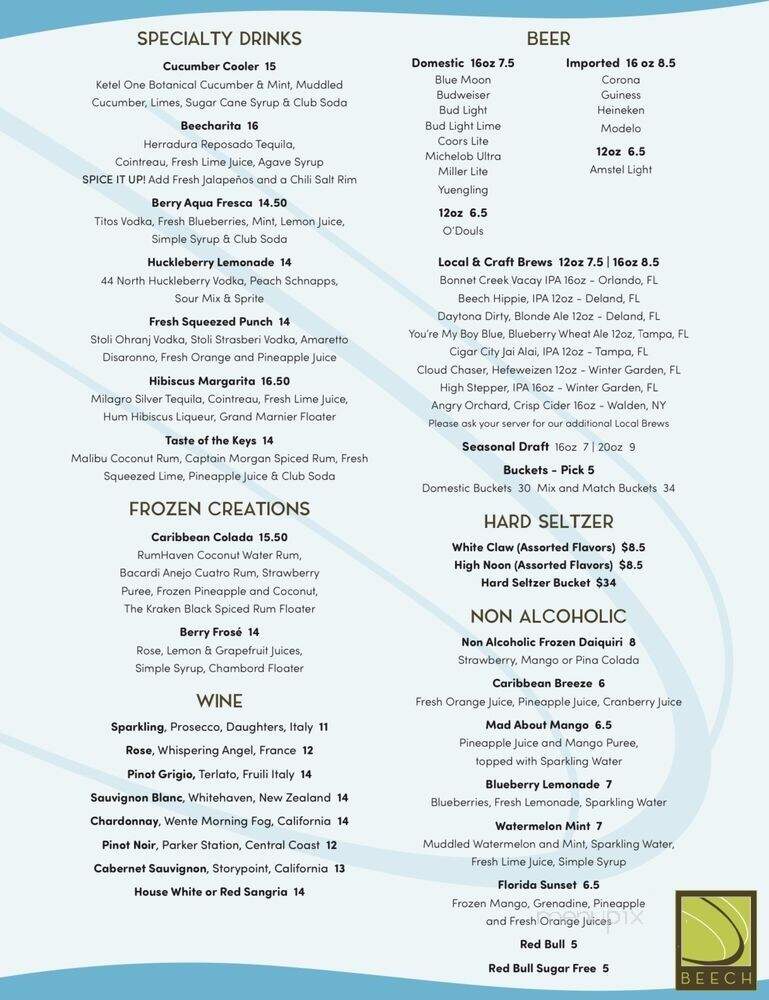 Beech - Orlando, FL menu_pic
