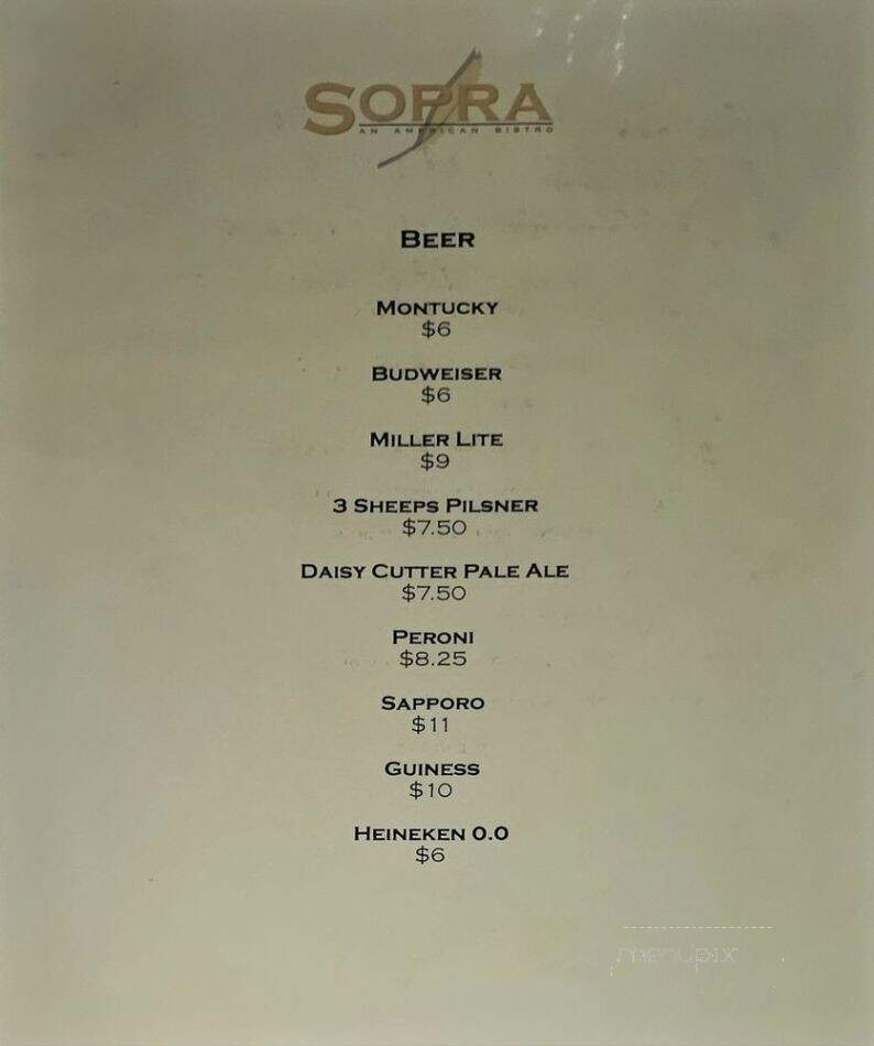 Sopra - Lake Geneva, WI menu_pic
