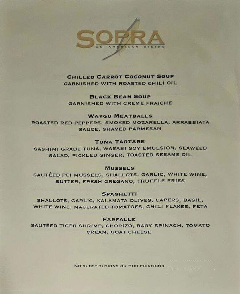 Sopra - Lake Geneva, WI menu_pic