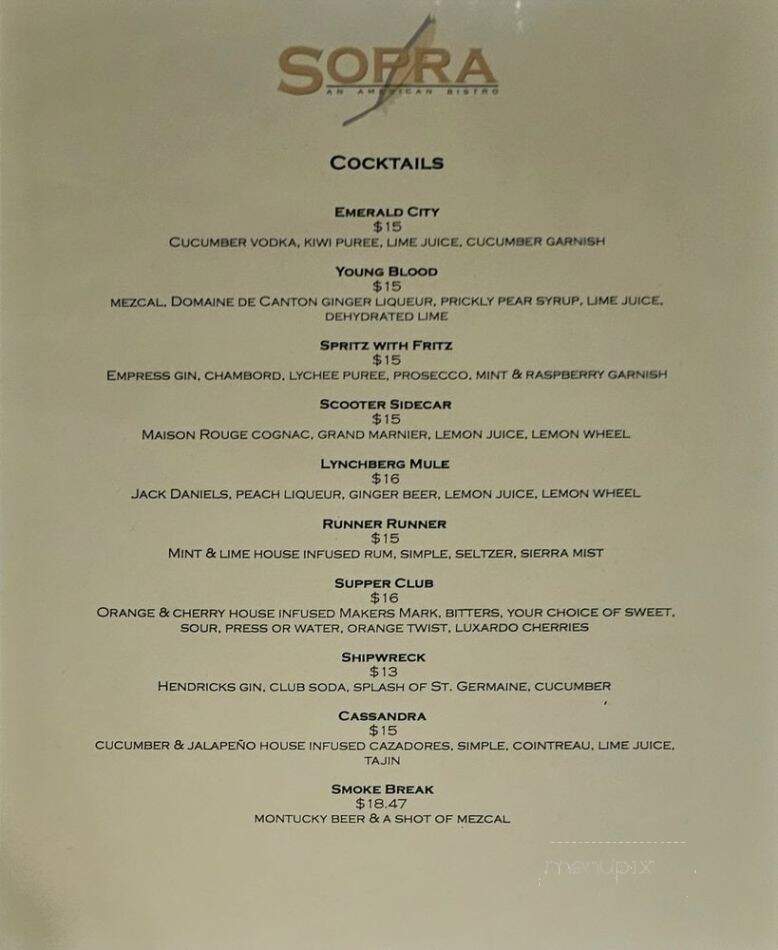 Sopra - Lake Geneva, WI menu_pic