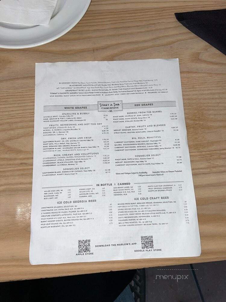 Marlow's Tavern - Kennesaw, GA menu_pic