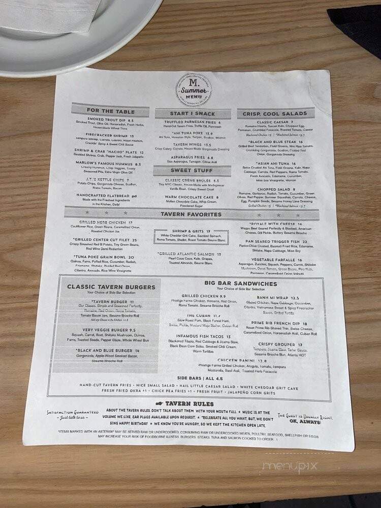 Marlow's Tavern - Kennesaw, GA menu_pic