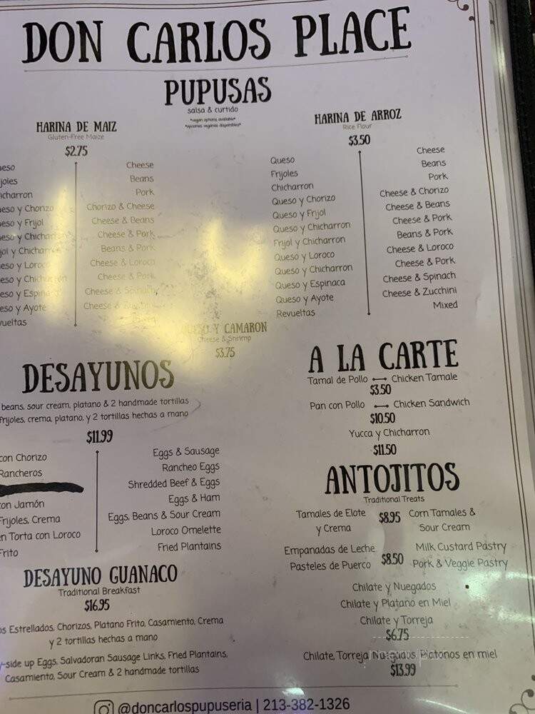Pupuseria la Casita de Don - Los Angeles, CA menu_pic