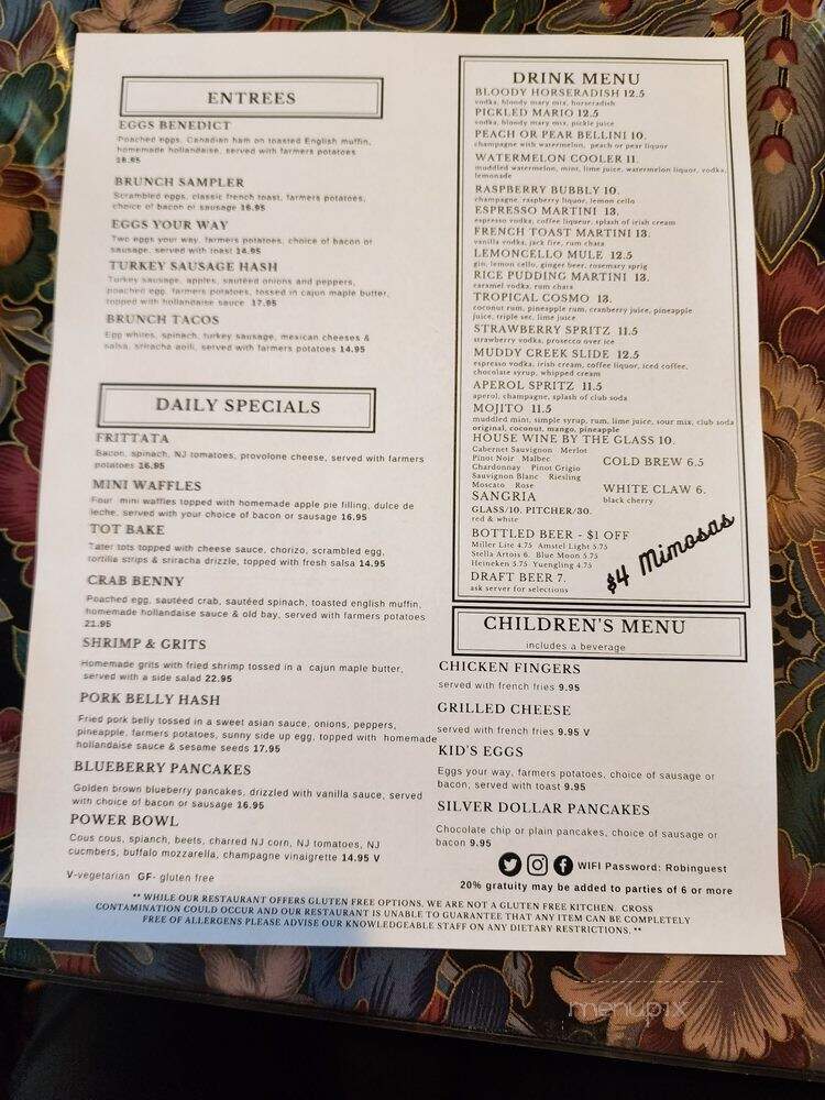 Robin's Nest Restaurant - Mount Holly, NJ menu_pic