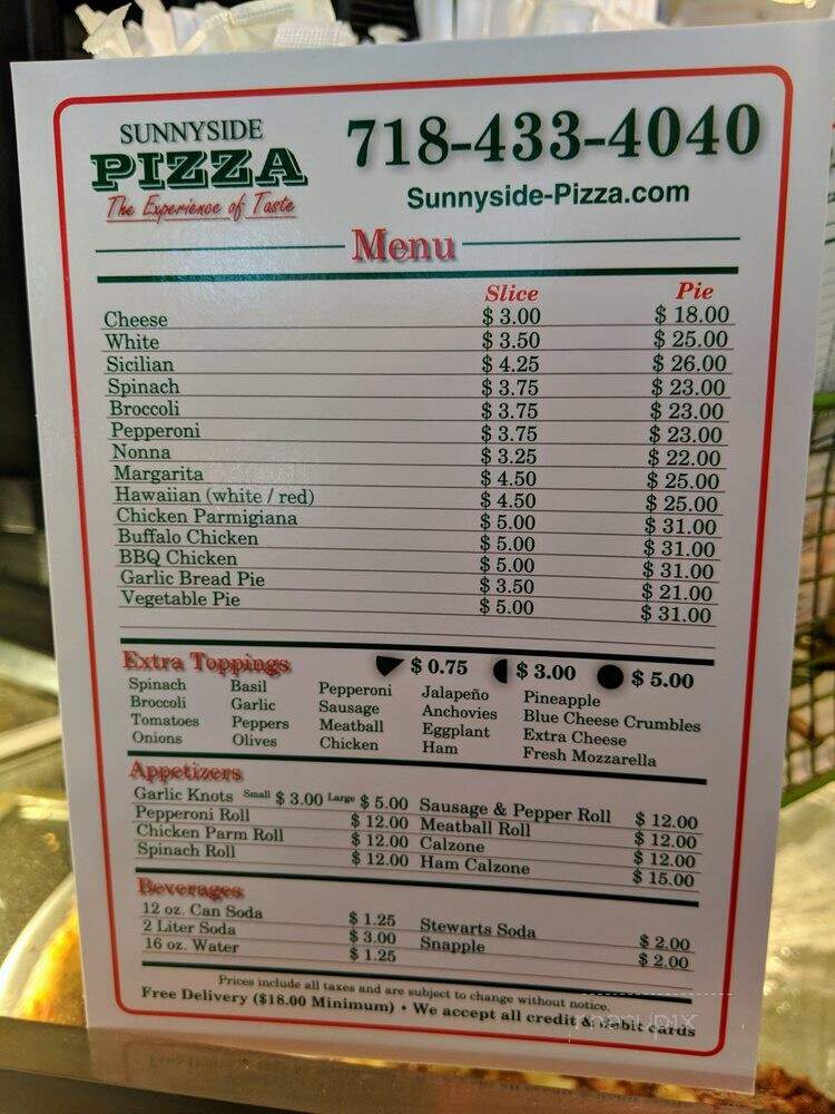 Sunnyside Pizza - Sunnyside, NY menu_pic