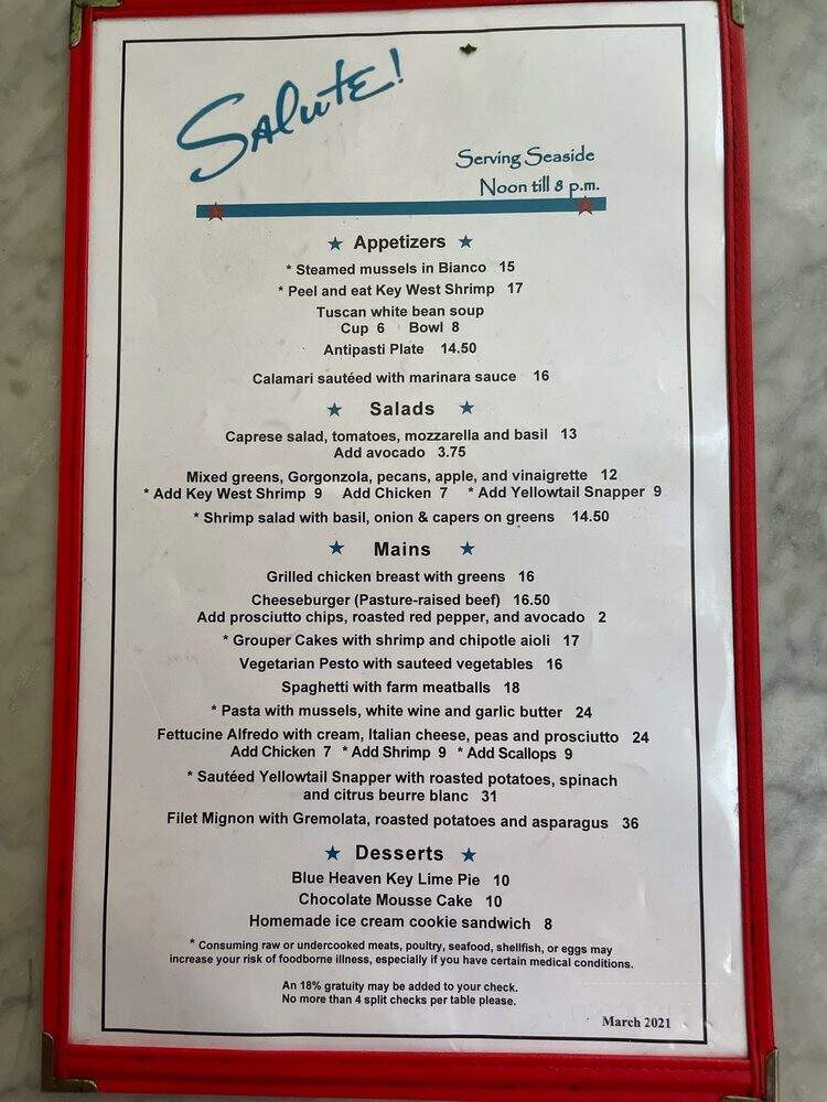 Salute - Key West, FL menu_pic