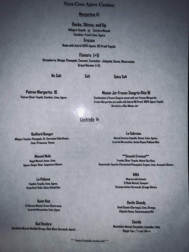 Vera Cruz - Brooklyn, NY menu_pic