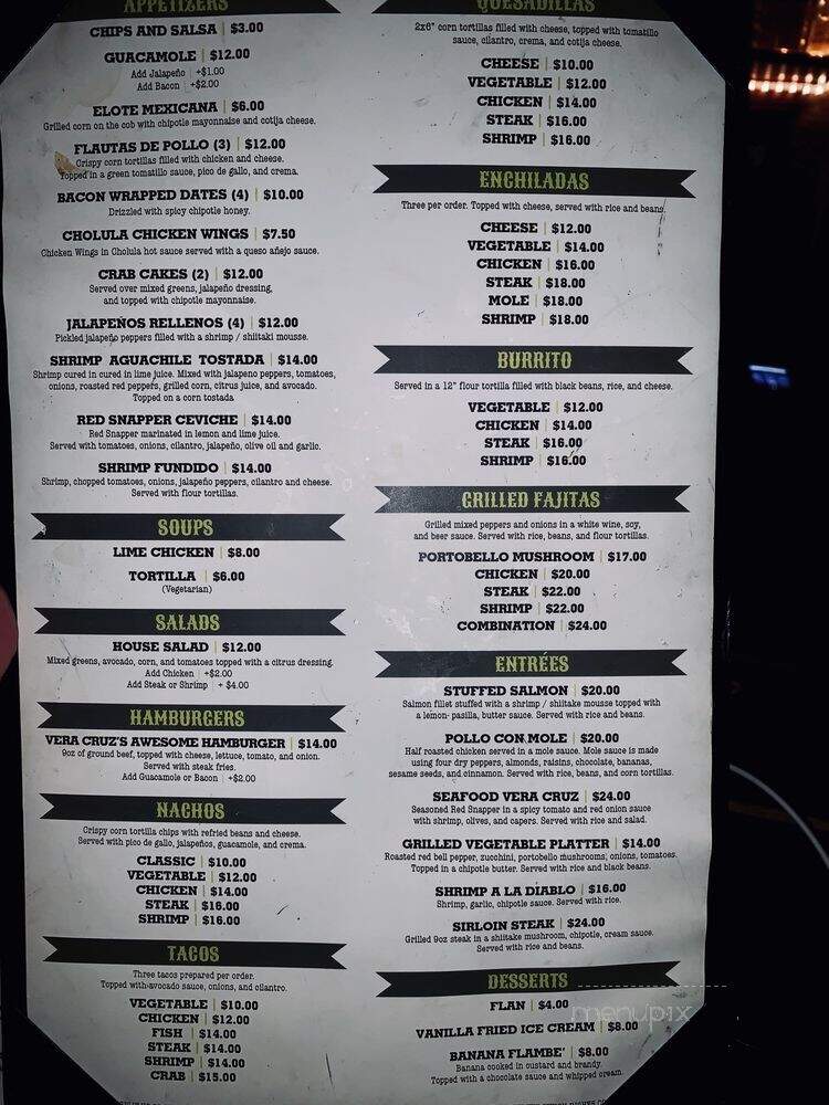 Vera Cruz - Brooklyn, NY menu_pic
