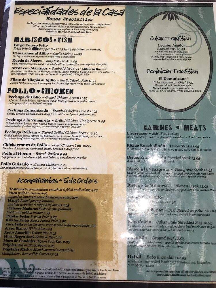 Rice & Beans Cocina Latina - Orlando, FL menu_pic