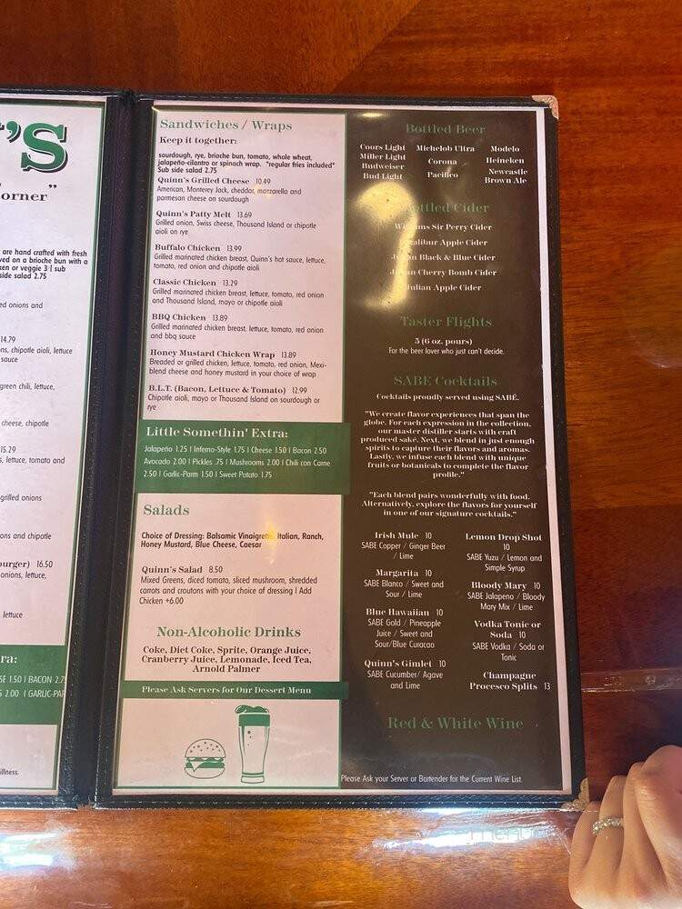 Quinn's Pub & Grub - Long Beach, CA menu_pic