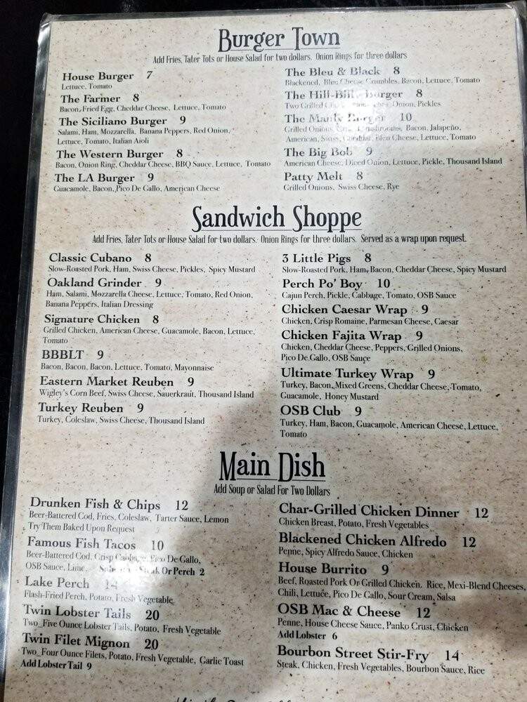 Orion Sports Bar & Grill - Lake Orion, MI menu_pic