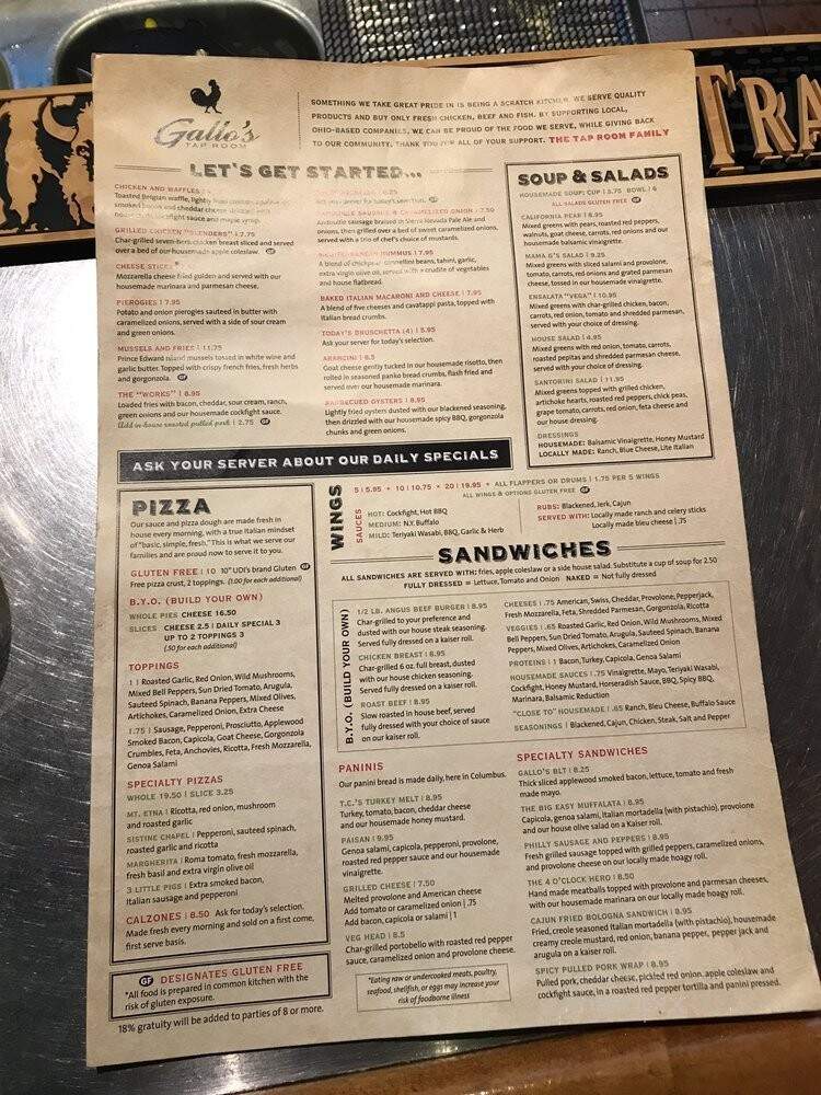 Gallo's Tap Room - Columbus, OH menu_pic