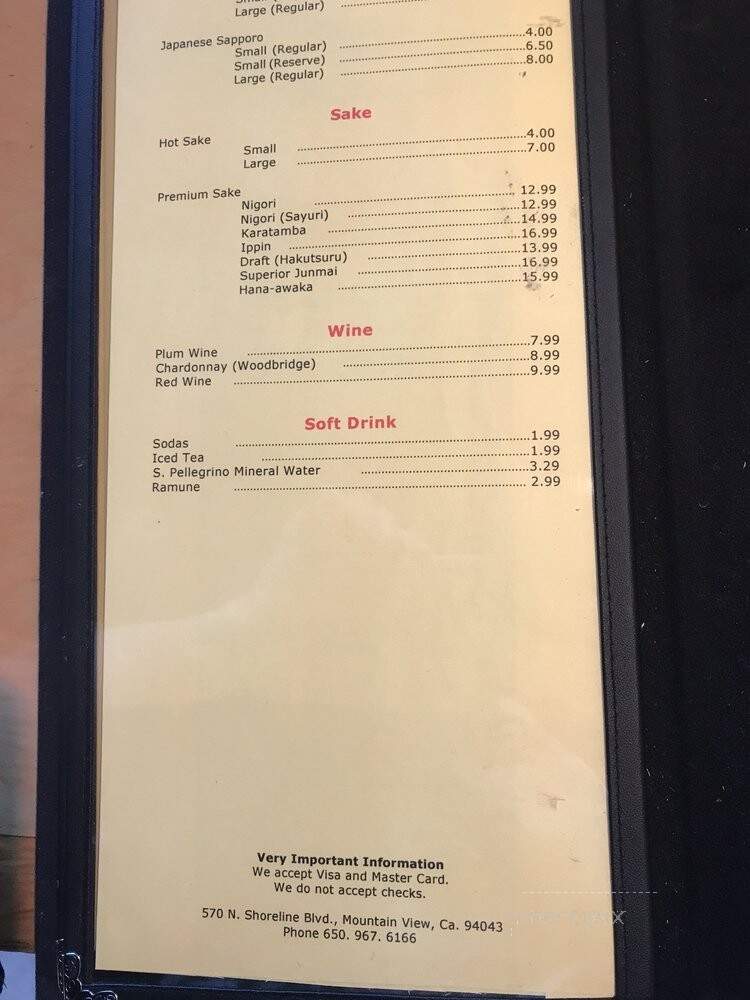 Momoya Sushi - Mountain View, CA menu_pic