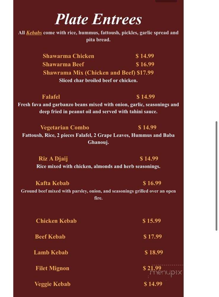 Alinas Lebanese Cuisine - Ontario, CA menu_pic