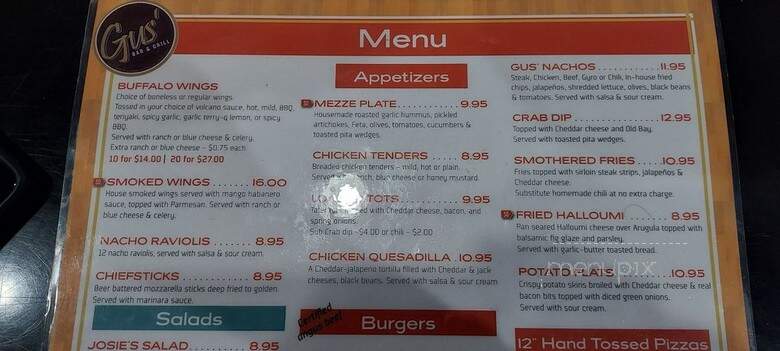 Gus' Bar & Grill - Richmond, VA menu_pic