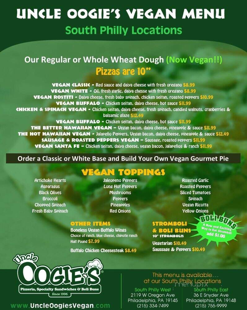 Uncle Oogie's Pizzeria - Philadelphia, PA menu_pic