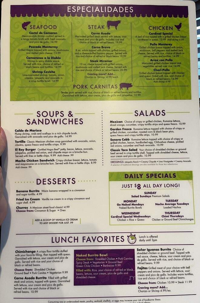 Senor Iguanas - Clarksville, IN menu_pic