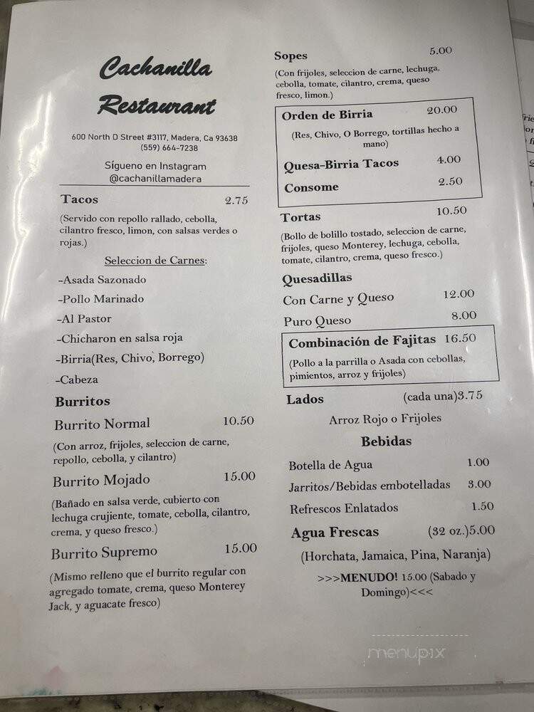 Las Tejanitas Cafe - Madera, CA menu_pic