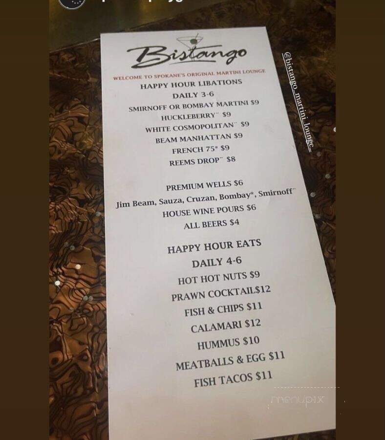 Bistango Martini Lounge - Spokane, WA menu_pic