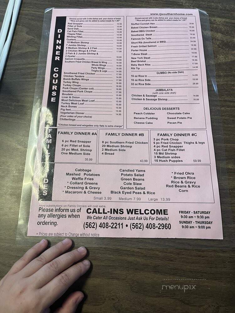 R & J's Family Restaurant - Downey, CA menu_pic