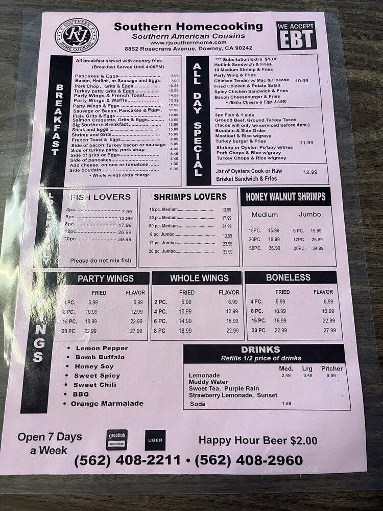 R & J's Family Restaurant - Downey, CA menu_pic