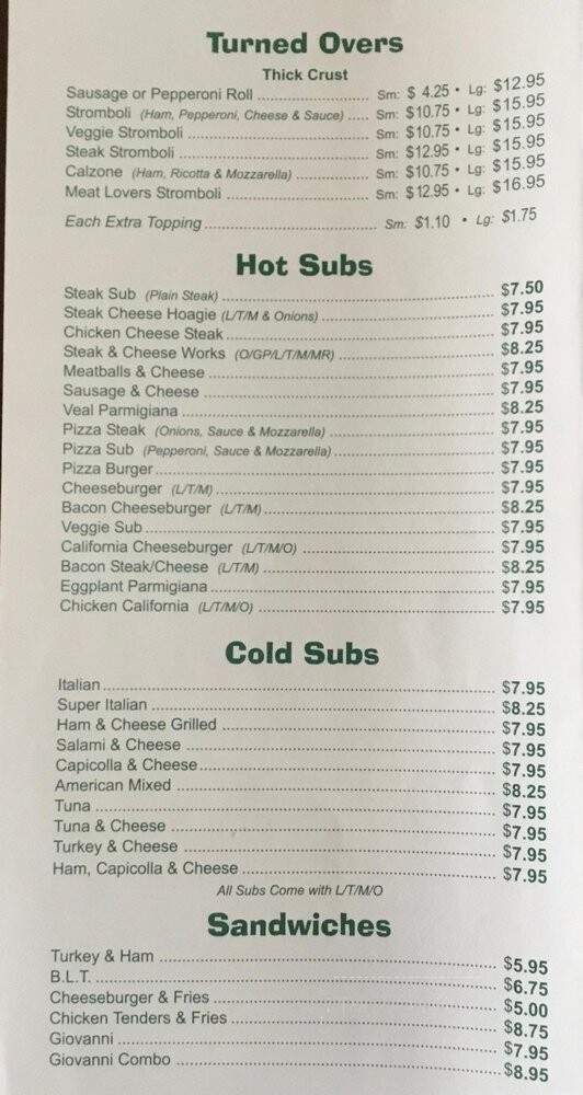 King's New York Pizza & Restaurant - Salem, WV menu_pic
