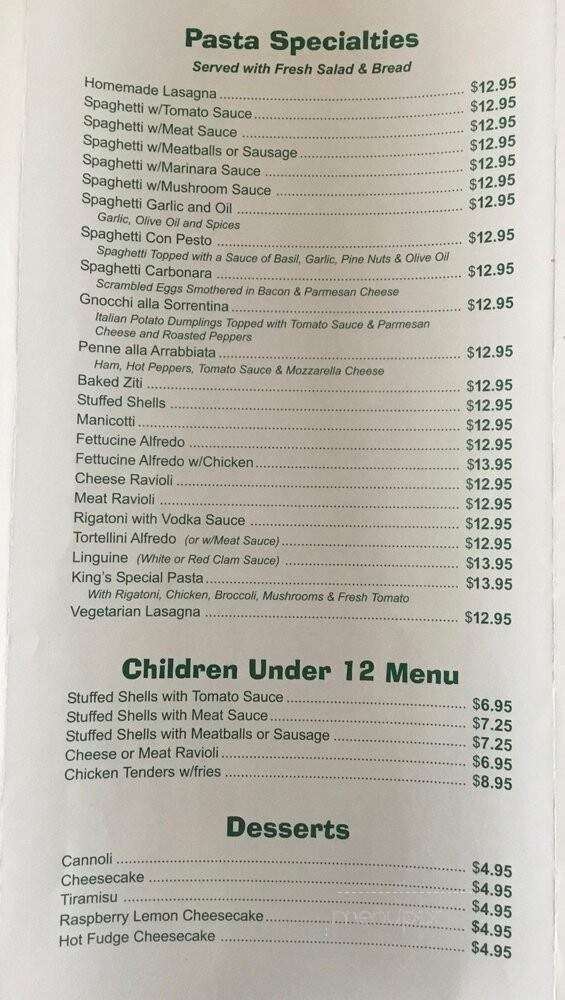 King's New York Pizza & Restaurant - Salem, WV menu_pic