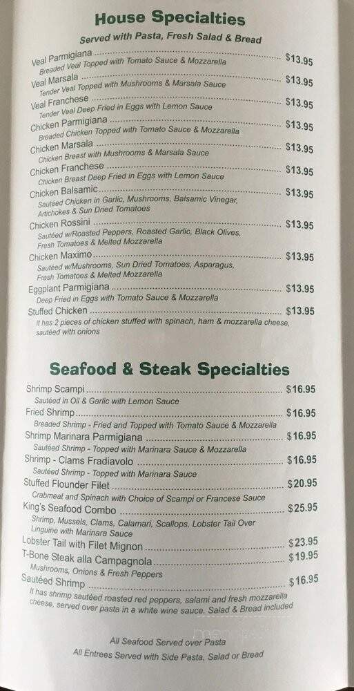 King's New York Pizza & Restaurant - Salem, WV menu_pic