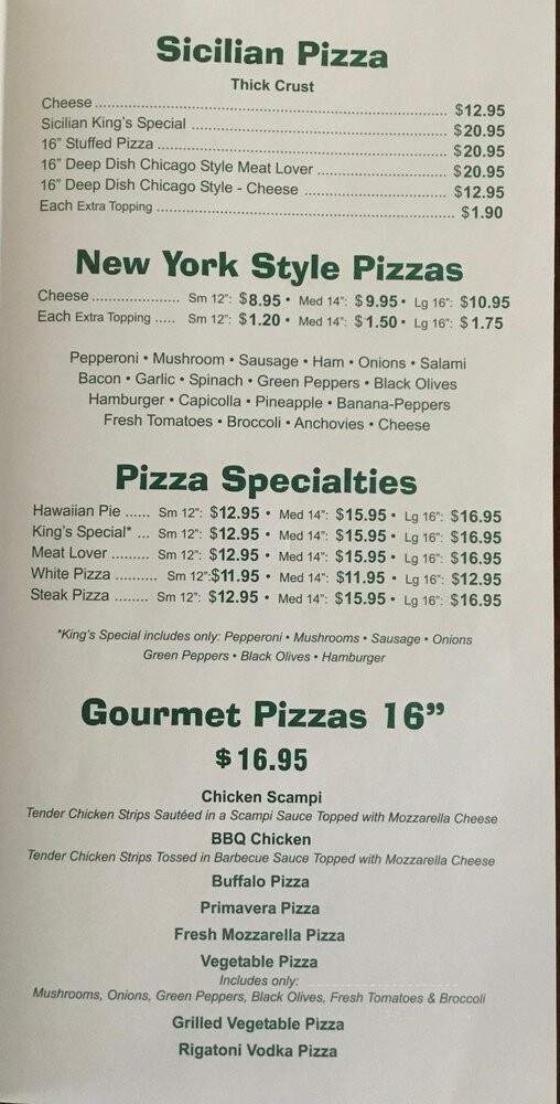 King's New York Pizza & Restaurant - Salem, WV menu_pic