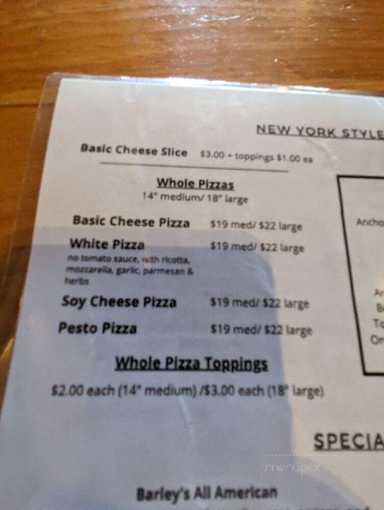 Barley's Taproom & Pizzeria - Asheville, NC menu_pic