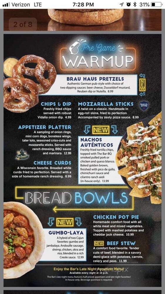 The Bar of Oshkosh - Oshkosh, WI menu_pic