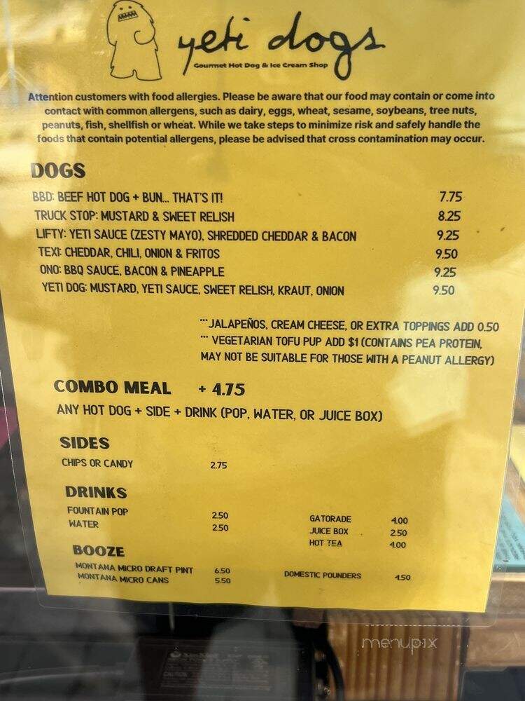 Yeti Dog - Big Sky, MT menu_pic