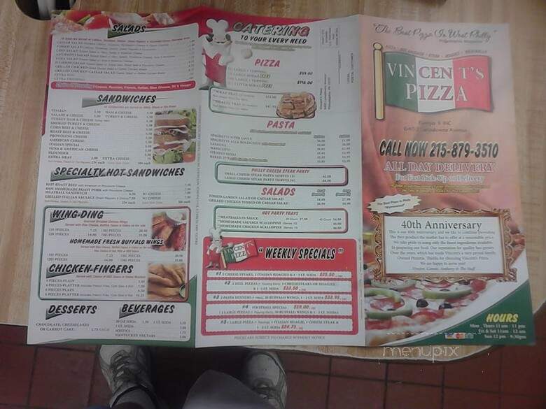 Vincent's Pizza - Philadelphia, PA menu_pic
