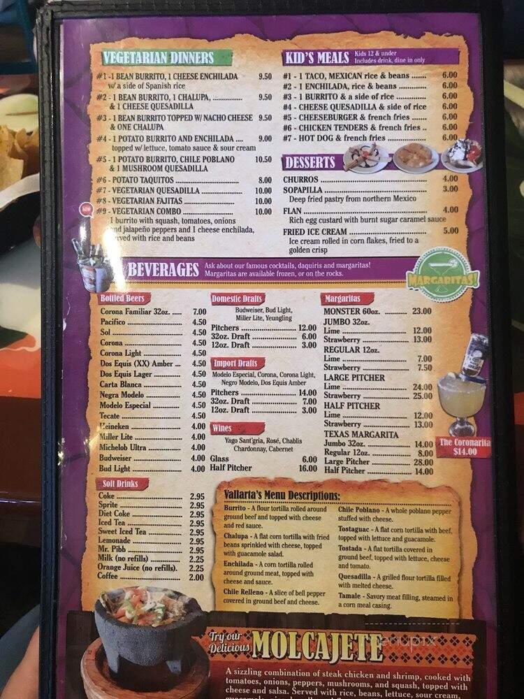 Vallarta's Restaurante Mexicano - Wesley Chapel, FL menu_pic