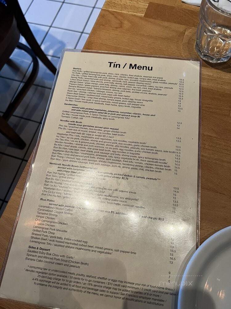 Tin Vietnamese - San Francisco, CA menu_pic
