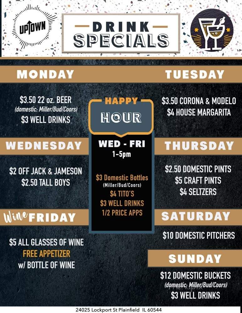Gruben's Uptown Tap - Plainfield, IL menu_pic