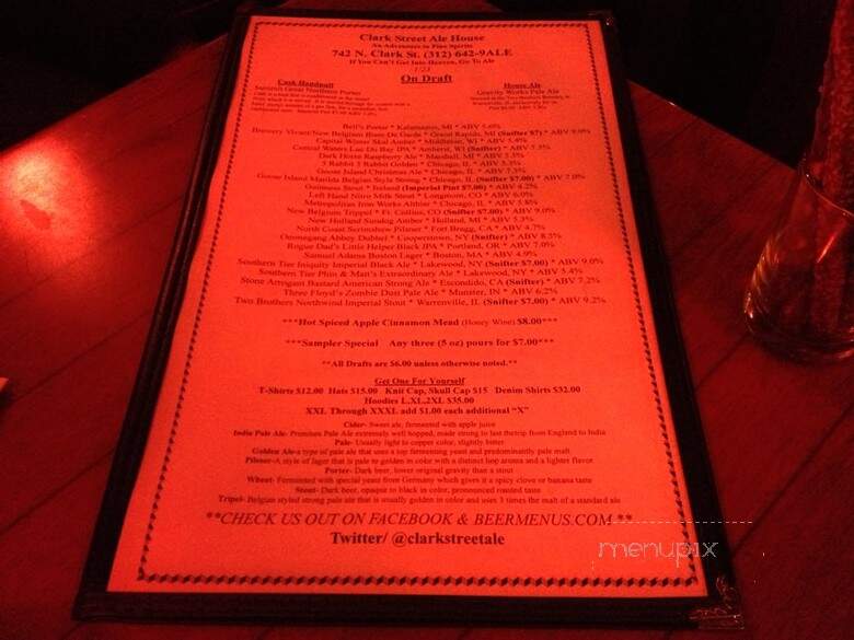 Clark Street Ale House - Chicago, IL menu_pic
