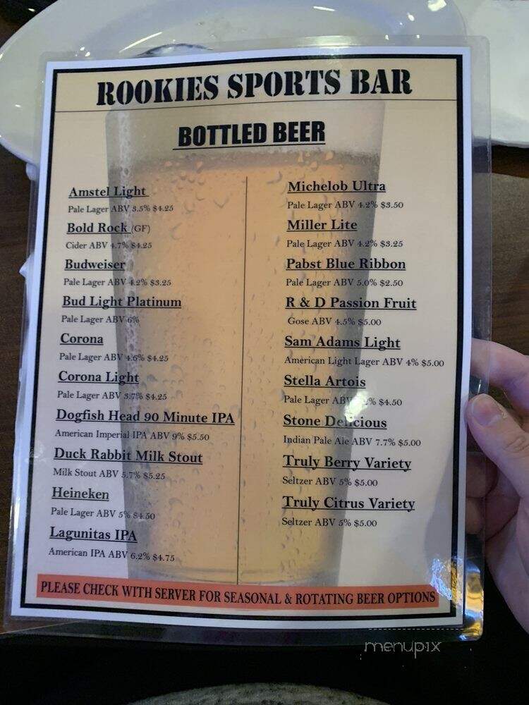 Rookies Sports Bar - Jacksonville, NC menu_pic