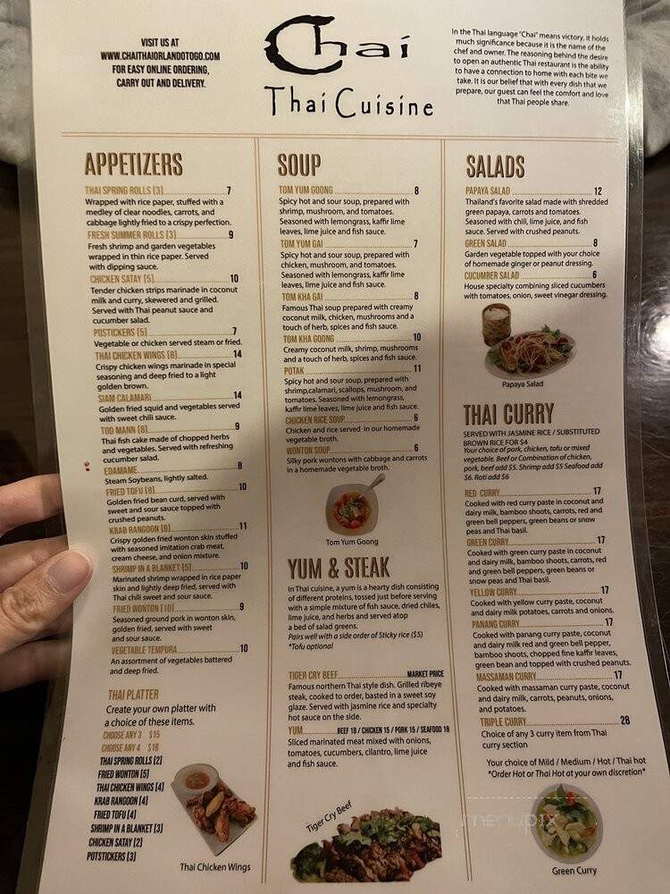 Chai Thai Cuisine - Orlando, FL menu_pic