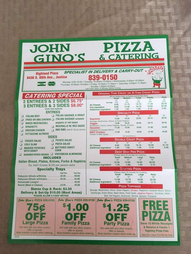 John Gino's Pizza - Justice, IL