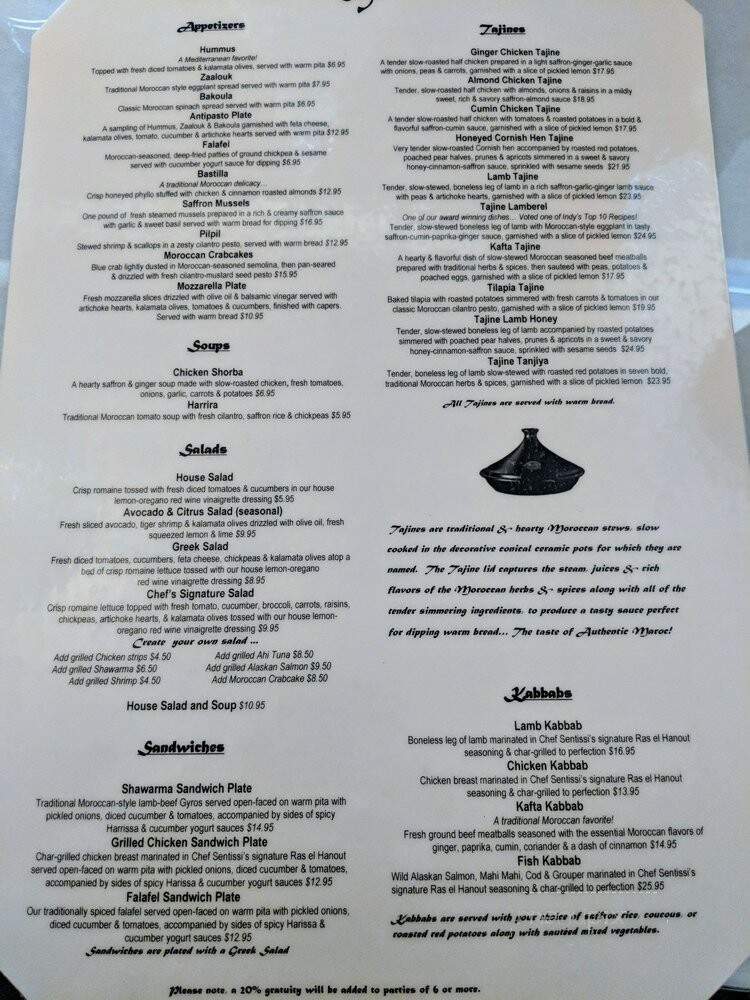 Saffron Cafe - Indianapolis, IN menu_pic