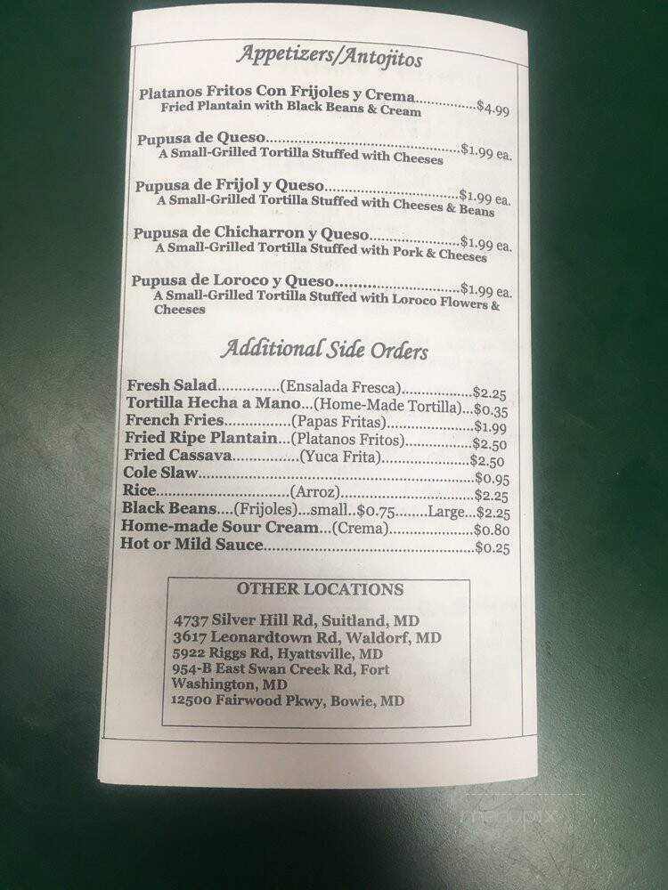 Silvestre chicken #2 - Suitland, MD menu_pic