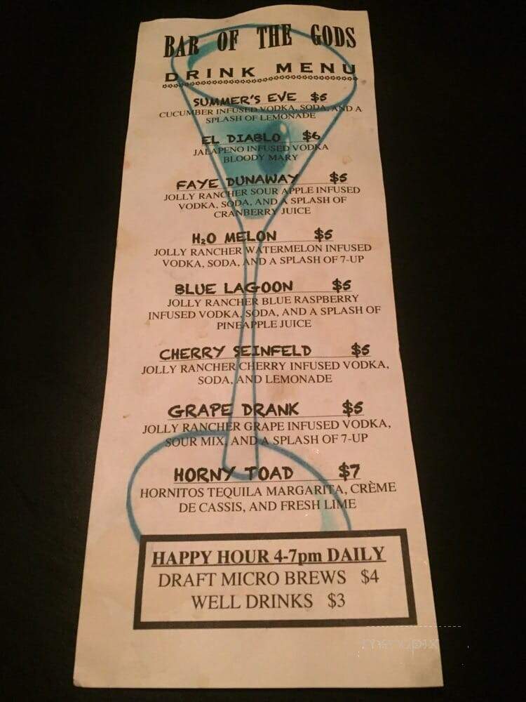Bar of the Gods - Portland, OR menu_pic