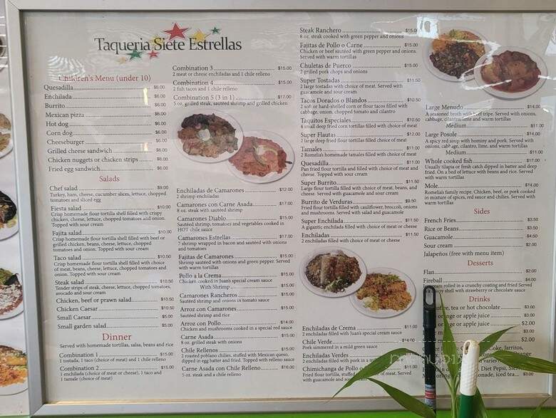 Taqueria 7 Estrellas Restaurante - Tigard, OR menu_pic